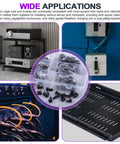 Top Shelf Badass Black Computer Mount Cage Nuts And Screws Assortment Kit with metal washers displayed in various applications.