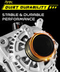 Close-up of Beefed-Up 135A Alternator For Honda CR-V Ex LX Ex-L Touring 2015-2019 And Acura ILX TLX 2015-2022 2.4L L4 With Clockwise 7-Groove Pulley OE 31100-5X6-J01 showing pulley details
