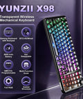 Badass Tri Mode Wireless Mechanical Gaming Keyboard With Comfy Gasket Mod And Hot Swappable Linear Switches featuring RGB lighting and a volume knob.