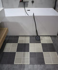 Interlocking Drainage Floor Tiles No Slip With Drain Holes For Pool Bathroom Shower Patio Boat And Pet Areas 12 Inch By 12 Inch By 0.4 Inch Thick Gray Durable Rubber Indoors Outdoors Easy Install in a bathroom setting
