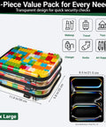 Three Pack Large Clear Hard Shell Zipper Cases With 1.2mm Rigid Construction, shown stacked with colorful contents inside.