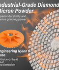 Close-up of 4 Inch Diamond Polishing Pads For Angle Grinder 3 Pack with durable nylon base and industrial-grade diamond texture.