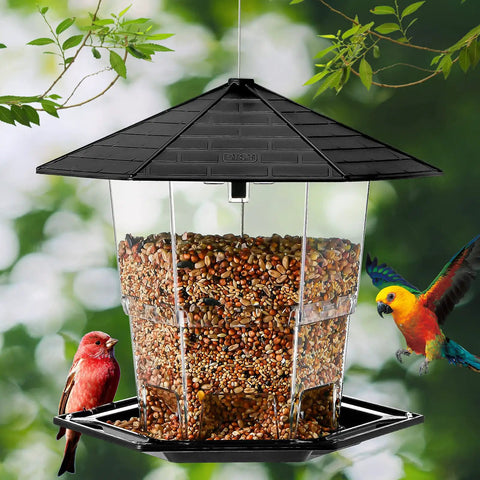 Retractable Outdoor Bird Feeder With Huge Capacity Seed Storage Easy Fill Top Latch For Quick Cleaning Hanging Bird Feeder