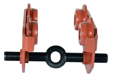 Beefy Steel Push Eye Manual Trolley With 2000 Lb Capacity, Four Sealed-Bearing Rollers For Smooth Glide On S-Type I-Beam Hoists