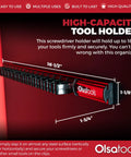 Magnetic Screwdriver Organizer With Ultra Strong Neodymium Magnets And Foam Backing Doubles As Toolbox Space Saver Holds Up To 16 Screwdrivers Red Tool Holder For Steel Surfaces Heavy Duty Rack, shown on a wall