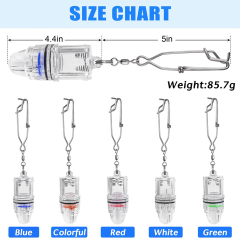Super Bright 4.3 Inch LED Fishing Light For Night Fishing With Clip Waterproof Underwater Lamp dimensions and color options