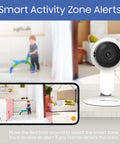 Indoor Security Camera With Night Vision And 1080P HD, WiFi Home Surveillance For Baby And Pets, motion alerts displayed on phone app.