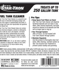 Label of Fuel Tank Cleaner Enzyme Formula That Cleans Sludge Varnish And Deposits, 250 gallon treatment capacity