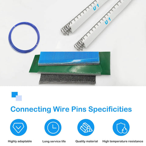 100FT 1.6MM Stainless Steel Conveyor Belt Threading Pins With Durable Rubber Coating For U1 Systems, Hinge Connector Wire Pins shown with blue coating and connecting materials.