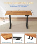Electric Standing Desk 48 By 24 Inches With Adjustable Height, Large Splice Board, Black Frame And Rustic Brown Top