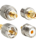 Four Piece SMA To PL259 SO239 Coax Connector Kit Crimp Adapters UHF FR Brass Gold Plated 50 Ohm Coax Connectors Straight Style