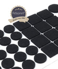 Pro Grade Self Adhesive Felt Pads And Furniture Glides, Heavy Duty Sticky Back Floor Protectors, black felt round and square pads.