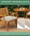 Beige Outdoor Chair Cushions Set Of Four Waterproof And Fade Resistant For Patio Furniture With Ties And Hidden Zipper Replacement Cushions Measuring Eighteen Point Five By Sixteen By Two Inches For Comfy All Weather Seating on wooden chairs