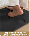Person standing on Anti Fatigue Kitchen Mat Set Of 2 Cushioned Foam Rubber Runner Mats 24 By 59 Inch And 24 By 94 Inch