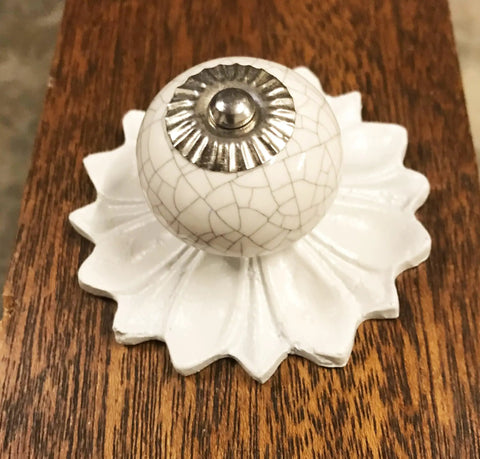 Heavy Duty White Decorative Metal Back Plate For Cabinets And Drawers, 2 7/8 inch wide, crackle finish, enhances furniture style