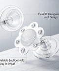 2 Pack Hair Catcher Drain Cover - 5" Dome Shaped Soft PVC with 6, showing transparent design and suction hold features.