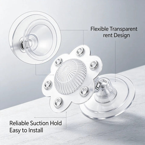 2 Pack Hair Catcher Drain Cover - 5" Dome Shaped Soft PVC with 6, showing transparent design and suction hold features.