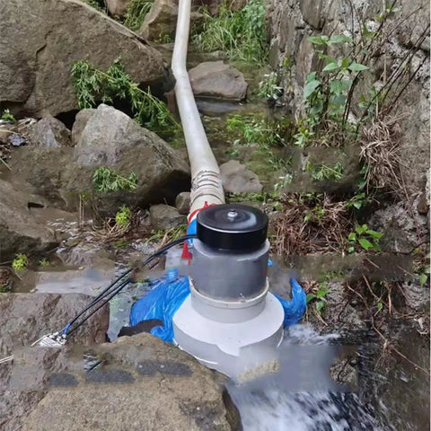 3000W Water Turbine Hydro Power System With Voltage Regulator For Off Grid And Backup Power 110 To 230 Volt Output installed in stream