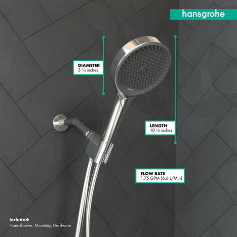 Rainfinity 3 Spray Handheld Shower Head Chrome Finish With EcoRight 1.75 GPM Water Saving Design Wall Mounted Display