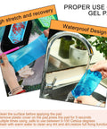 Proper use of Six Piece Diamond Painting Anti Slip Sticky Mats Set in Six Colors shown in hand and under water in the sink.