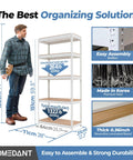 White 28 Inch Wide 5 Tier Metal Garage Shelving Unit With Boltless Tool Free Assembly In Minutes Fully Adjustable Shelves To Fit Totes Heavy Duty Storage Rack For Home Workshop, 71cm tall