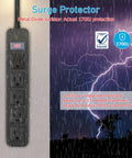 Outdoor Waterproof Power Strip With Five Outlets And IPX4 Weatherproof Surge Protector Rugged Garden Socket Black in rain