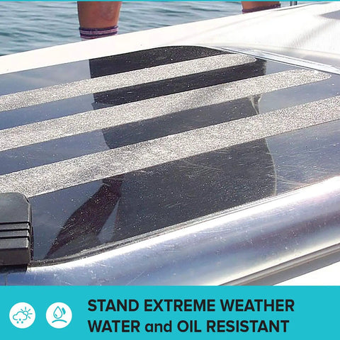 Clear Non Slip Tape 2 Inch By 30 Feet Traction Grip Tape For Tubs Boats And Stairs on boat surface, showing weather resistance
