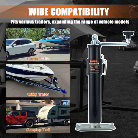 Beefy Heavy Duty 5000 Lb Weld On Pipe Swivel Trailer Jack With Footplate 10 Inch Lift Ideal For RVs Boats And Multi Purpose Camping Trailers For Easy Travel, weld-on steel jack with footplate