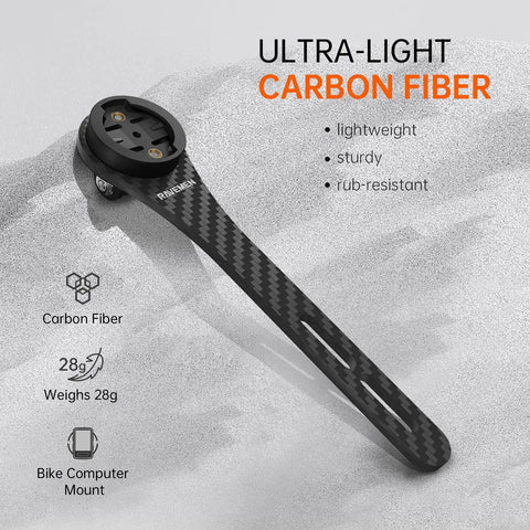 Out Front Handlebars Mount For Garmin GPS Bike Computer And Action Camera On Carbon Fiber Road Bike Rig Compatible With Hammerhead Karoo COOSPO And iGPSPORT, carbon fiber 28g.