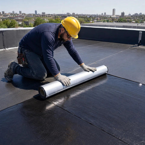 Heavy Duty Epdm Rubber Roofing Membrane Drop Dead Easy Peel And Stick Self Adhesive Flashing Roll 53 Mil Thick Waterproof Underlayment shown in use
