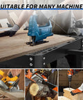 Image showcasing the Straight Up Workhorse 550 Lb Power Tool Table With Smooth Rollin Wheels, supporting various tools like jigsaws.