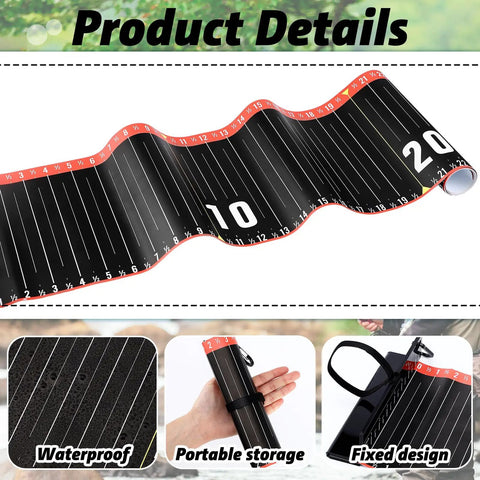 Unrolled 2 Pack 53 Inch Fish Ruler Measuring Tape With Bump Board Waterproof Fishing Tool featuring clear markings and rollable design