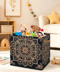 Retro Bronze Mandala Foldable Storage Cubes filled with toys, featuring reinforced handles and waterproof material.