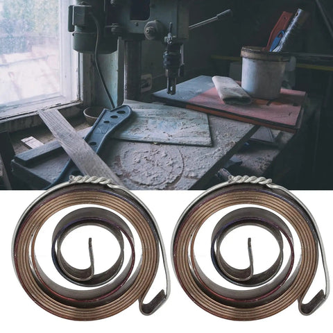Two Pack Drill Press Return Spring Set For Bench Drills Quill Feed Coil Spring Assembly Replacement Part Compatible With Most Drill Presses Perfect For Industrial And Home Workshop Use, shown in industrial workshop setting