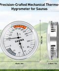 2 In 1 Sauna Thermometer And Hygrometer Fahrenheit And Humidity Gauge For Home Spa Steam Room Real Time Temperature And Humidity Monitor Built To Last With A Durable Mechanical Metal Case, 4in dial