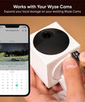 128GB MicroSDXC Card Class 10 U3 Expandable Storage for Security Cameras and Dash Cams with 100MB/s Read and 90MB/s Write shown with Wyze Cam