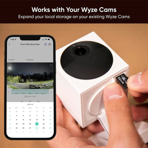 128GB MicroSDXC Card Class 10 U3 Expandable Storage for Security Cameras and Dash Cams with 100MB/s Read and 90MB/s Write shown with Wyze Cam
