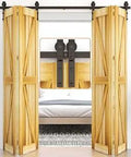 Heavy Duty Four Door Bi Folding Sliding Barn Door Hardware Kit With J Shape Tracks, Built To Last, no door included