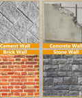 Comparison of cement, concrete, brick, and stone wall textures in a grid layout.