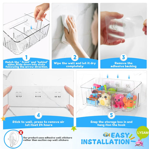Two Pack Extra Large Bath Toy Storage Bin With Three Quick Drying Compartments Hella Spacious Design Keeps Rubber Ducks And Squirters Securely Stowed Away Total Bathtime Game Changer
