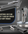 Close-up of Shop Grade Pneumatic Undercoating Spray Gun With Dead On Air Regulator showing adjustable air flow and grip.