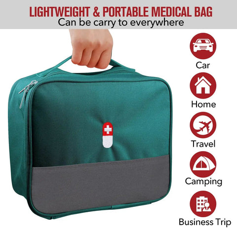 Empty First Aid Bag Portable Trauma Kit For Home Office Kitchen Travel And Outdoor Adventures Green Big Capacity Medical Supplies Organizer Water Resistant 600D Oxford Bag For Hiking Camping Cycling Grab And Go Ready
