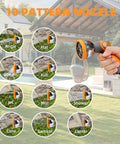 Retractable Garden Hose Reel With Wall Mount Half Inch By One Hundred Foot Hose showing 10 pattern nozzle options