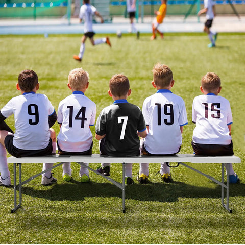 6 Ft Folding Picnic Bench With HDPE Tabletop for Outdoor Seating at Soccer Game, Kids Sitting, Durable Gray Frame