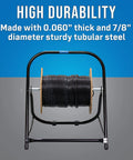 Beefy Steel Cable Caddy For Reels Up To 20 Inches In Diameter And 100 Lb Capacity, high durability, tubular steel frame