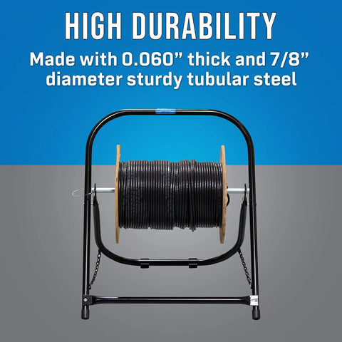 Beefy Steel Cable Caddy For Reels Up To 20 Inches In Diameter And 100 Lb Capacity, high durability, tubular steel frame