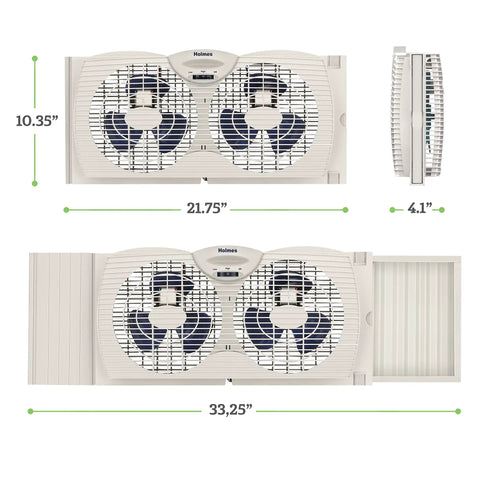 Manual Window Fan With Dual 3 Blade Fans Reversible Intake And Exhaust Multispeed Control Expandable Side Panels