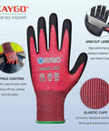 Cut Resistant Nitrile Coated Work Gloves With Firm Grip ANSI A4 Palm Dip for dry oily parts, red glove with black palm