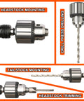 Heavy Duty 1/2 Inch Keyed Drill Chuck With Two Morse Taper Arbor in headstock and tailstock for wood lathe and drill press use.