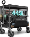 Beast Mode Folding Wagon Cart With Canopy 445L Total Space And 440Lbs Capacity 3 In 1 Convertible Utility Wagon
